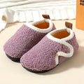 Children's cotton fleece slippers with anti-slip rubber sole in beige colour