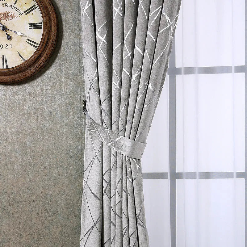 Solid colour chenille blackout curtain in beige with jacquard weave texture 1mx2.7m