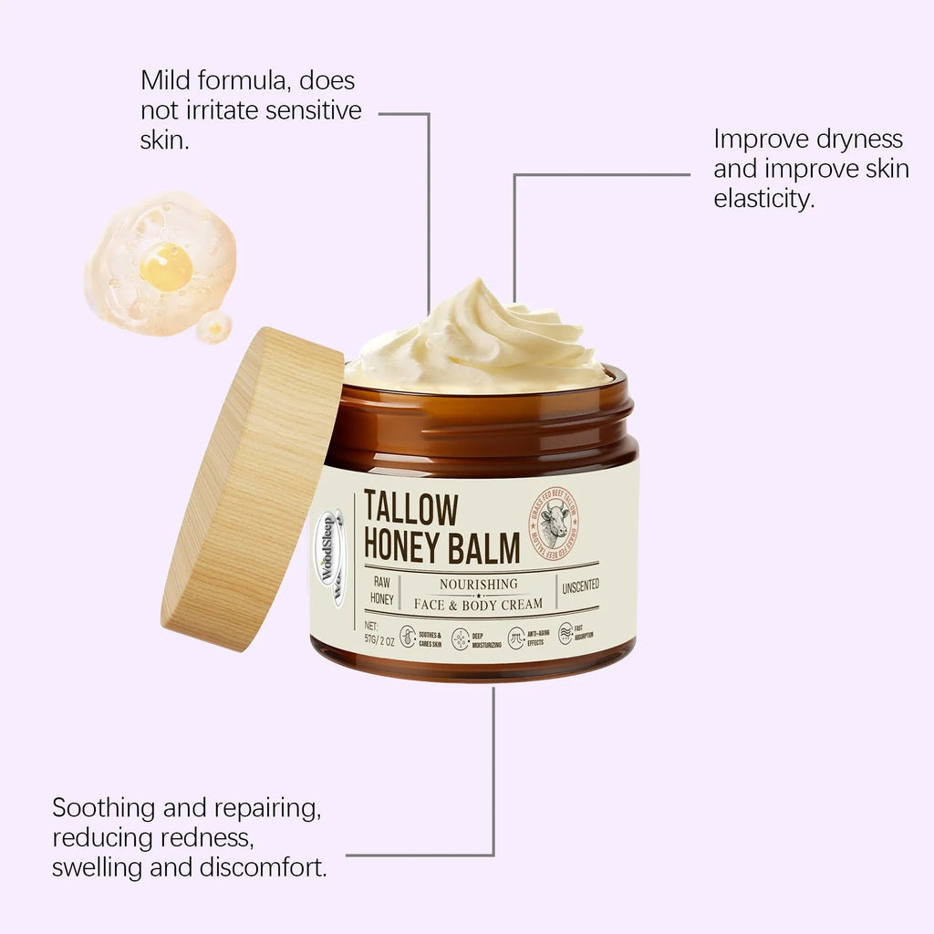 57g jar of tallow honey skin repair moisturising cream for facial and body application