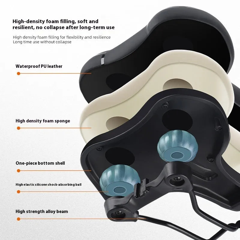 Bicycle saddle cushion with high elastic sponge foam in black and colourful sporty casual designs