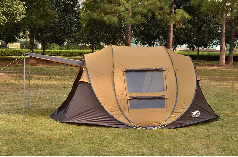 Automatic 3-4 person rainproof camping tent, 200x280x120cm, in khaki coffee or grass green