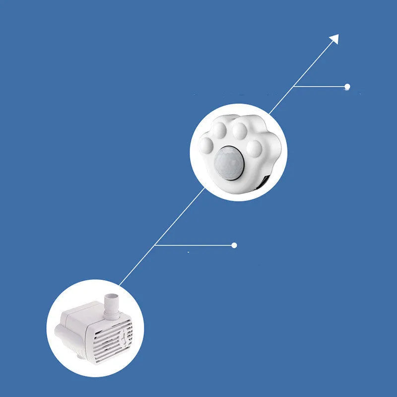 White infrared sensor control head for pet water dispenser with USB power cable