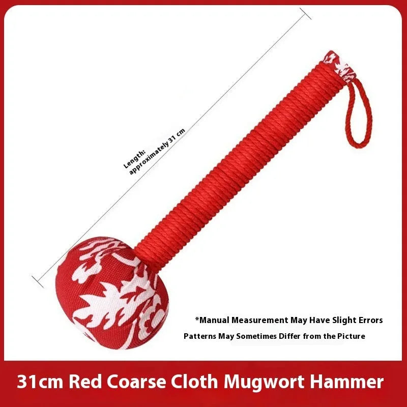 Argy wormwood handheld massage hammer in green colour showing 26cm length measurement