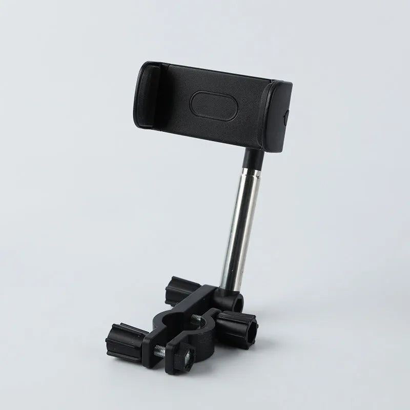 Black car windscreen phone holder with 360-degree rotating head on a suction cup mount.