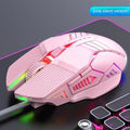 6D colourful luminous wired mouse in black, white, or pink with USB cable for desktop gaming or office use