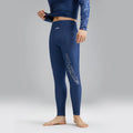 Men's dark blue patterned nylon swimwear set with matching top and trousers