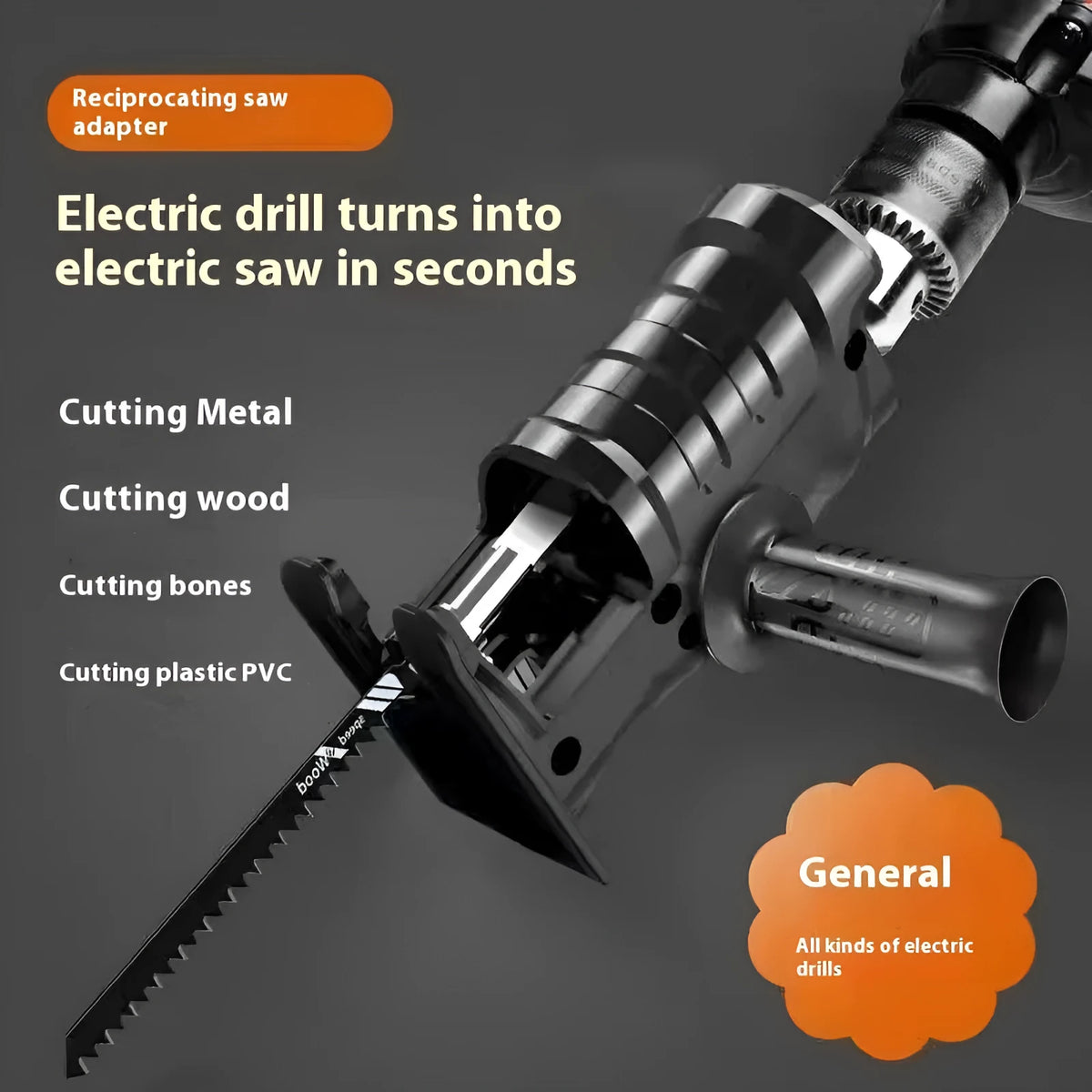 Handheld chainsaw converter attachment with alloy build, 36V voltage and 3, 6 or 9 saw blade options