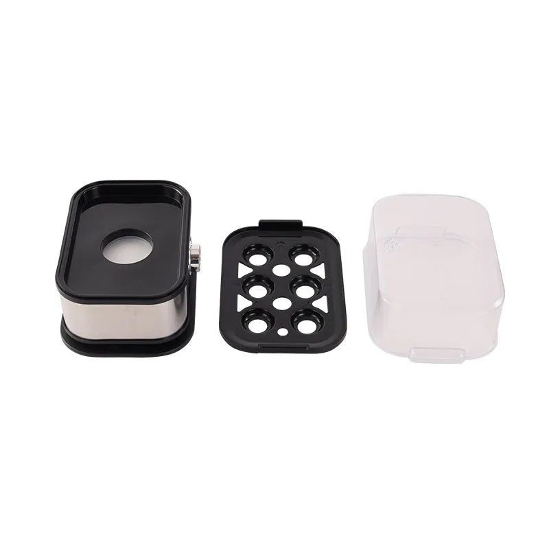 Black mini portable stainless steel egg boiler with international power adapters