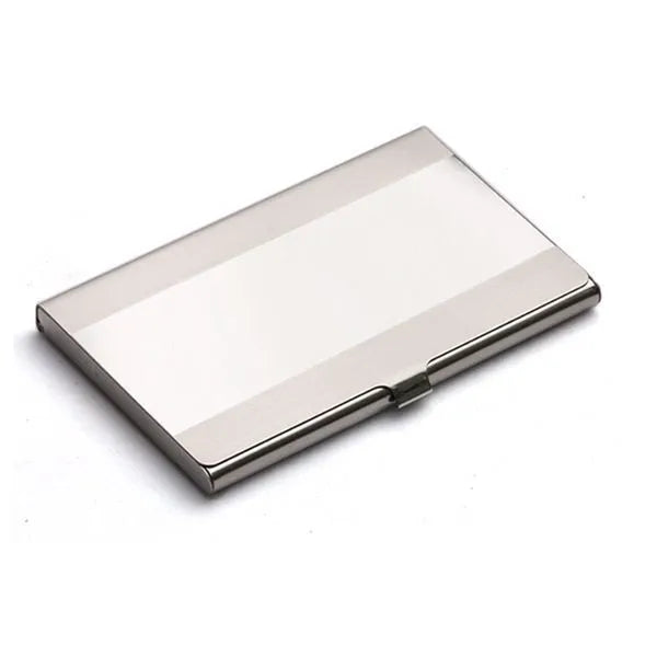 304 stainless steel business card case with middle mirror panel and geometric design