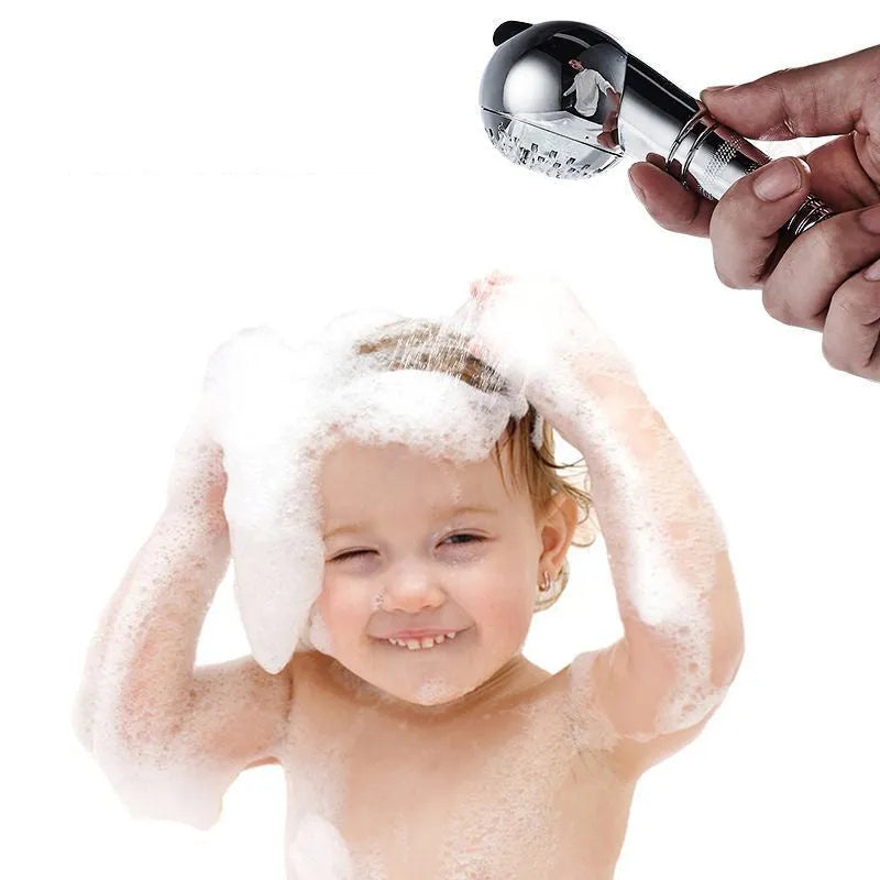 Silver ABS plastic handheld shower head for gentle pet bathing