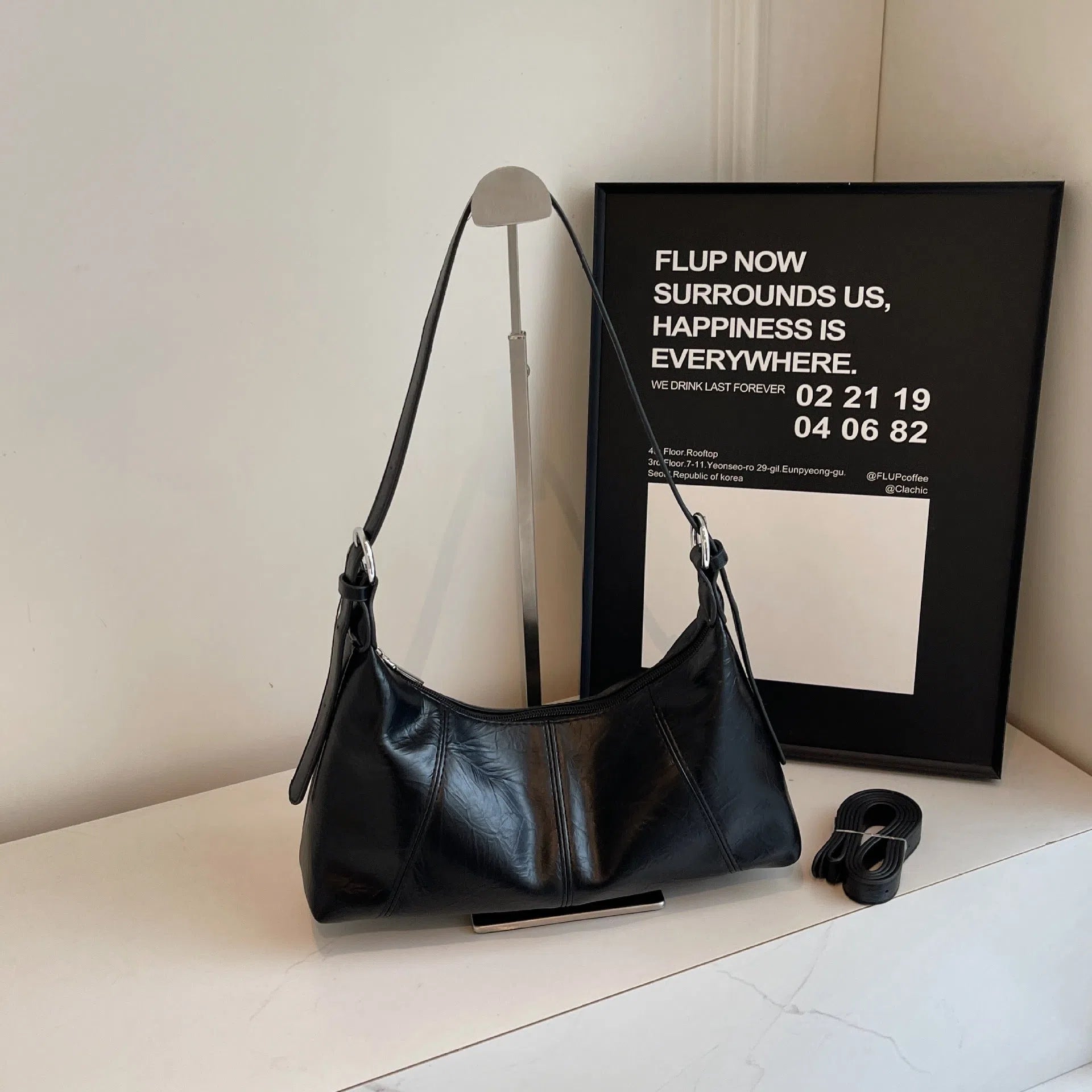 New women's crossbody bag in beige, soft PU material with stitching detail and double shoulder straps