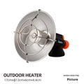 Black and orange portable camping heating stove with automatic ignition.