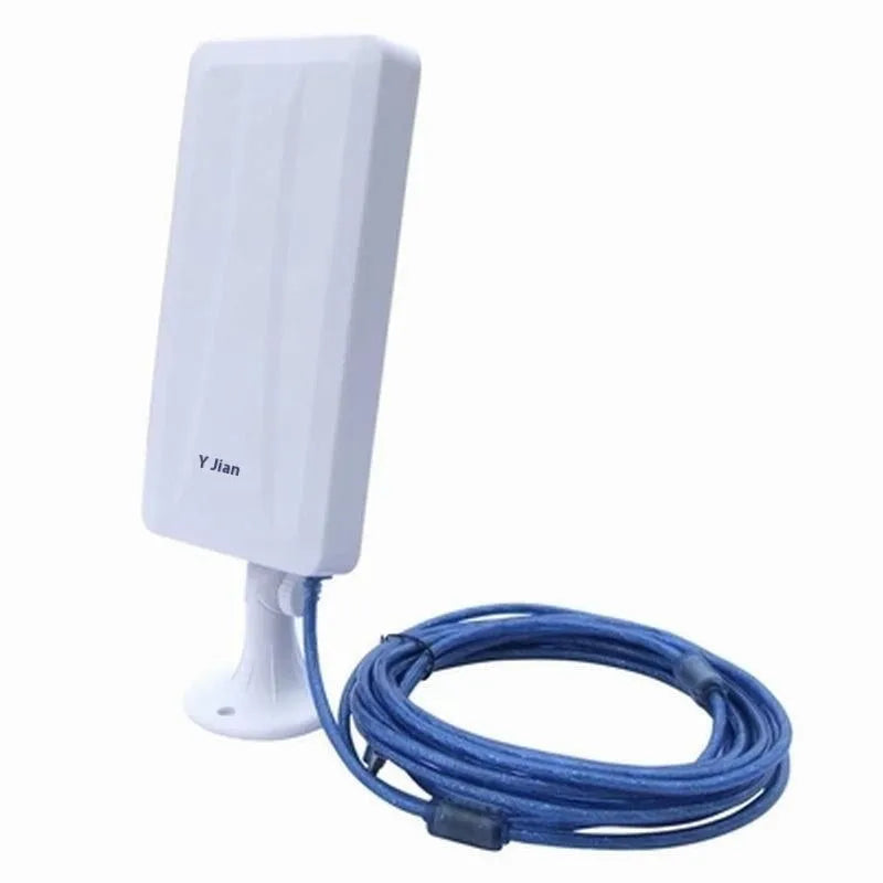 White high power USB wireless network card with Type USB connector.