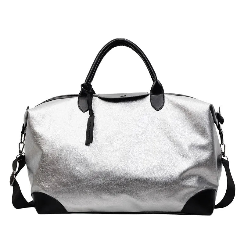 Women's hand-carry travel bag with 36-55L capacity in black or silver colour