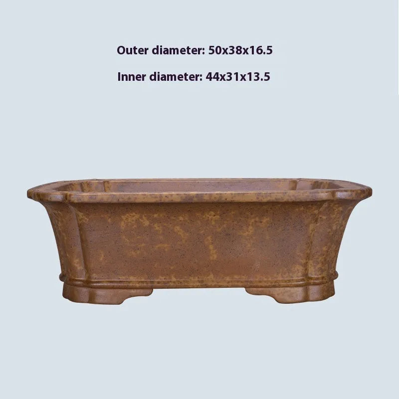 Purple sand mud flowerpot with rectangular segment shape and double pumping angle design