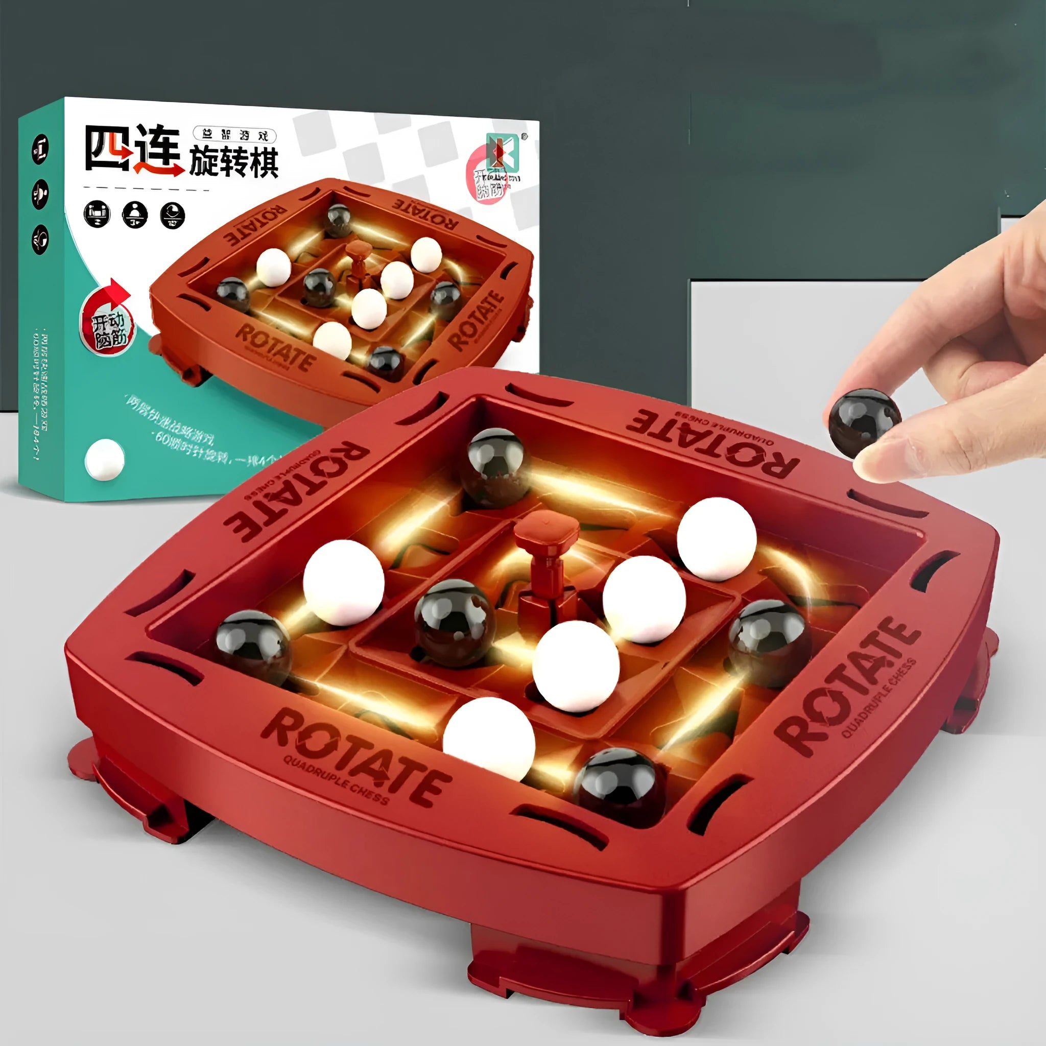 Track Logic Chess family parent-child battle chess educational toy with black and white beads in colour box package