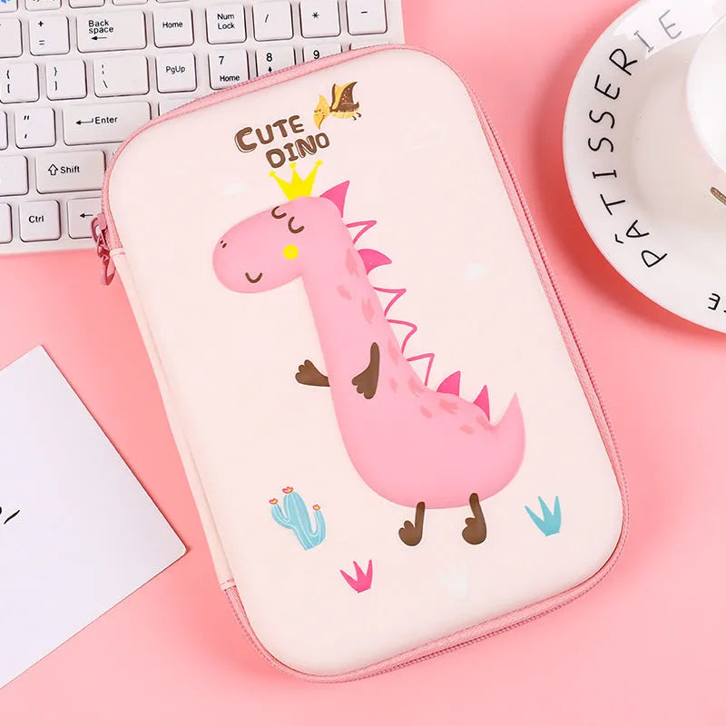 Square canvas stationery box with cartoon anime design in rabbit, dinosaur, or moon cat pattern