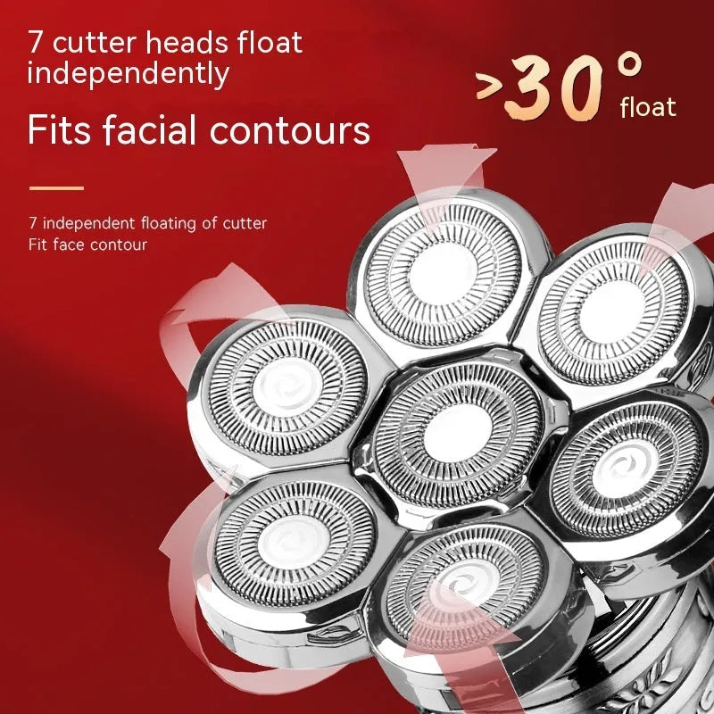 Silver black alloy body compact shaver with floating cutter head and USB charging cable
