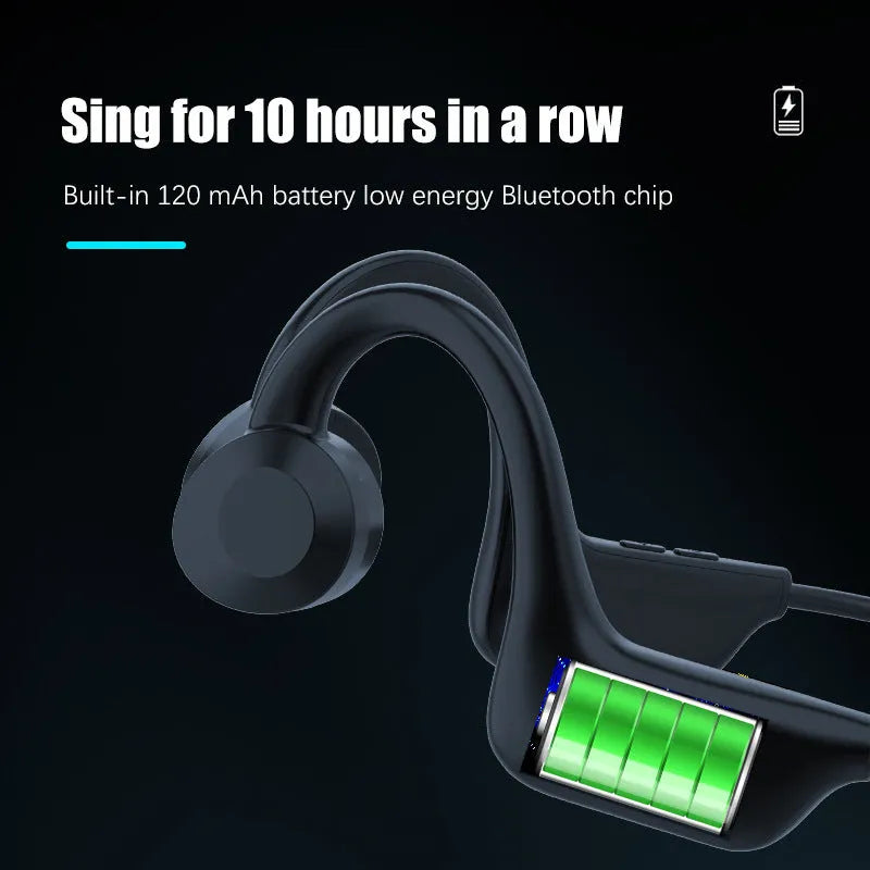 Black VG02 wireless sports Bluetooth headset with ear-mounted design