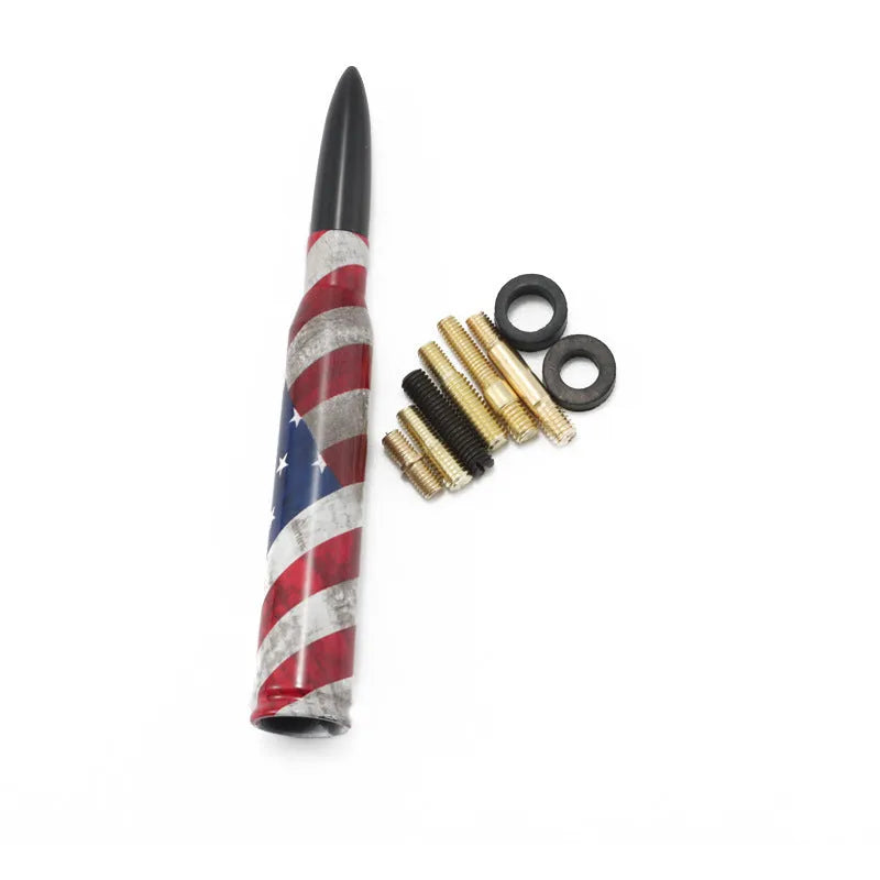 14cm camouflage flag vehicle antenna for bullet car modification in black, green, or American flag colours