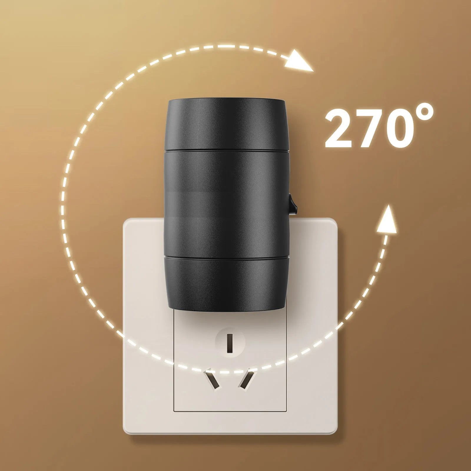 Direct plug induction night lamp with adjustable brightness control and rotatable head in warm white light