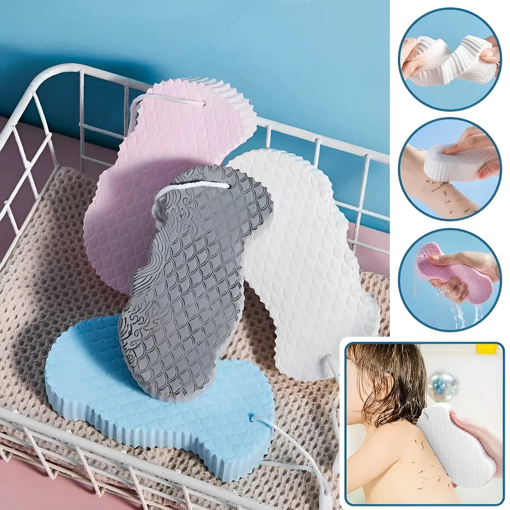 3D fish scale pattern bath sponge ball in soft sponge material for gentle body exfoliation