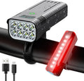 Black KX12DF digital display bicycle headlight with USB port mounted on bike handlebars