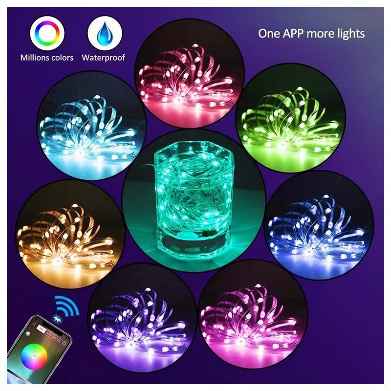 Warm white LED copper wire light string on USB plug with remote control