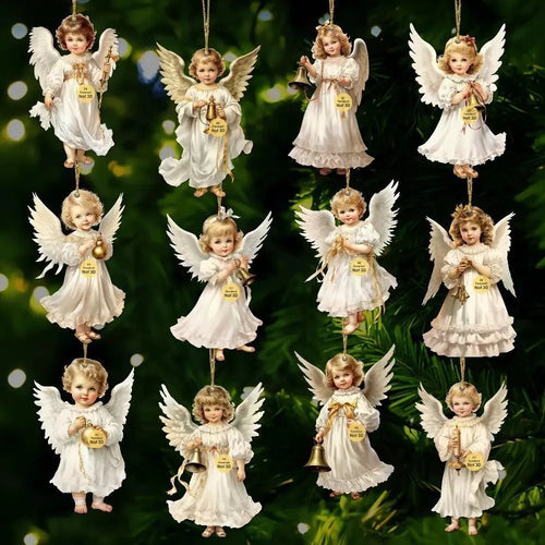 12 pieces Victoria Angel wooden ornaments set density plate modern simplicity Christmas decorations