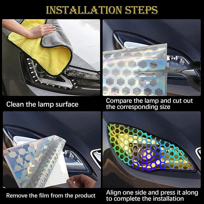 Honeycomb pattern car taillight stickers in three colour options