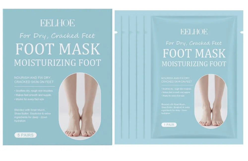 Exfoliating and moisturising foot mask 5 pairs with snail mucin and shea butter
