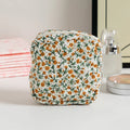 Floral polyester ladies purse key storage bag with breathable fabric and decorative sewing thread details