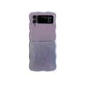 Feather yarn gradient multicolor back cover case for Samsung Galaxy Z Flip 6 in gradient purple colour