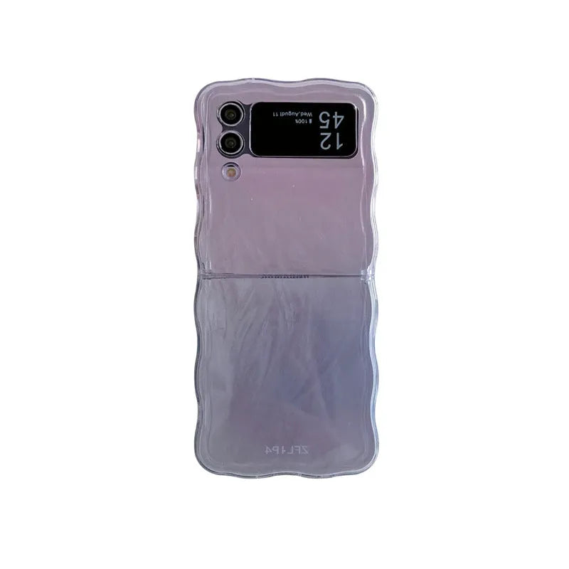 Feather yarn gradient multicolor back cover case for Samsung Galaxy Z Flip 6 in gradient purple colour