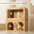 Double layer cat scratching board with integrated cat nest in a choice of decorative styles.
