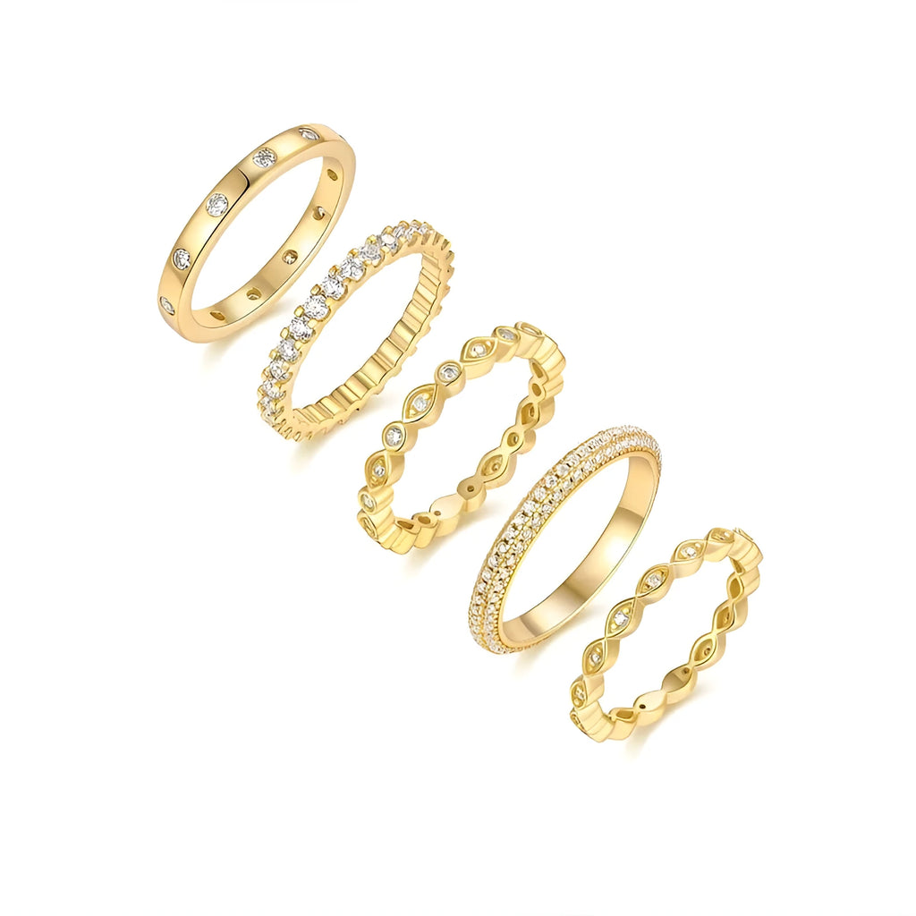 Wedding ring set with top-quality moissanite stones in S925 silver gold-plated yellow gold colour, gift box packaging