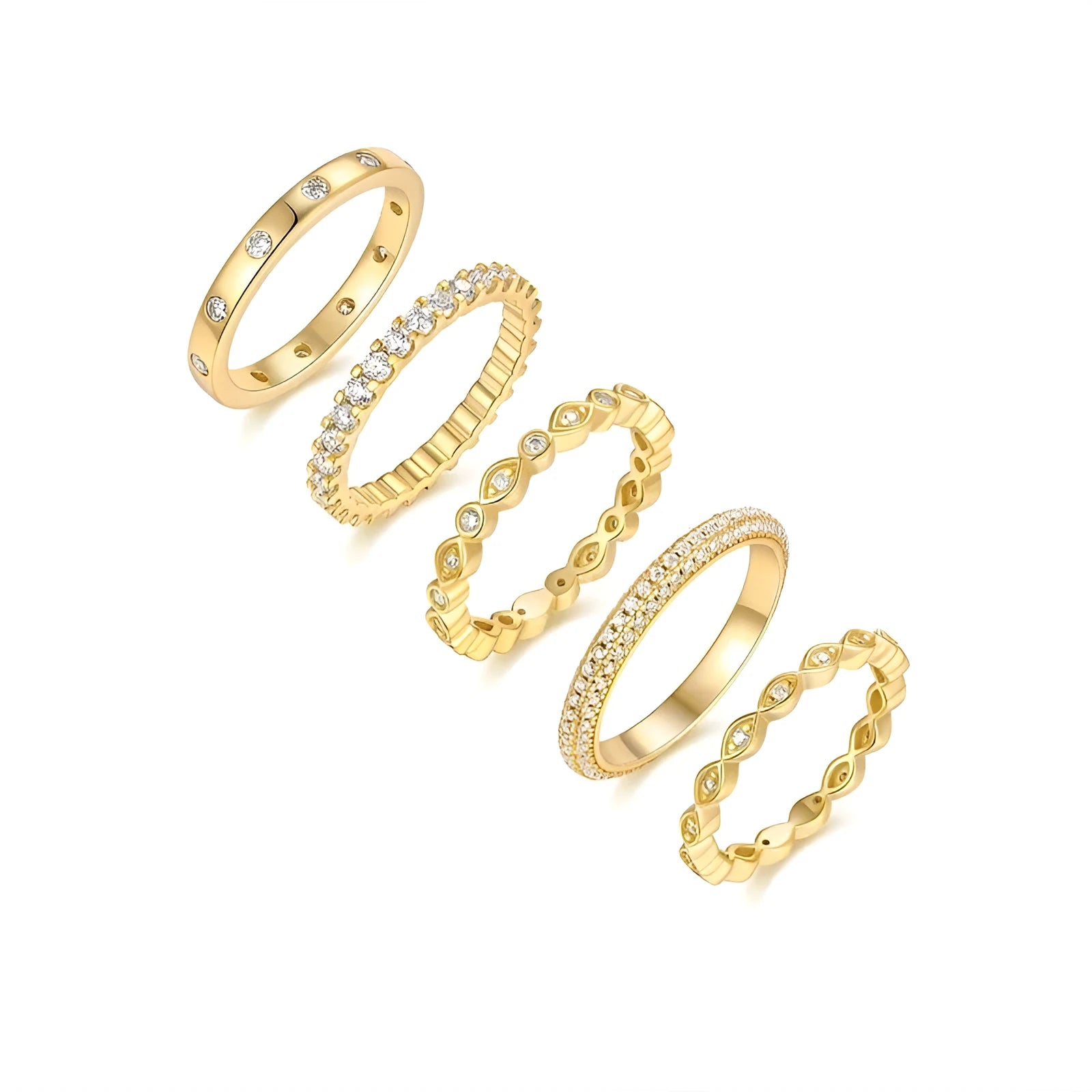 Wedding ring set with top-quality moissanite stones in S925 silver gold-plated yellow gold colour, gift box packaging