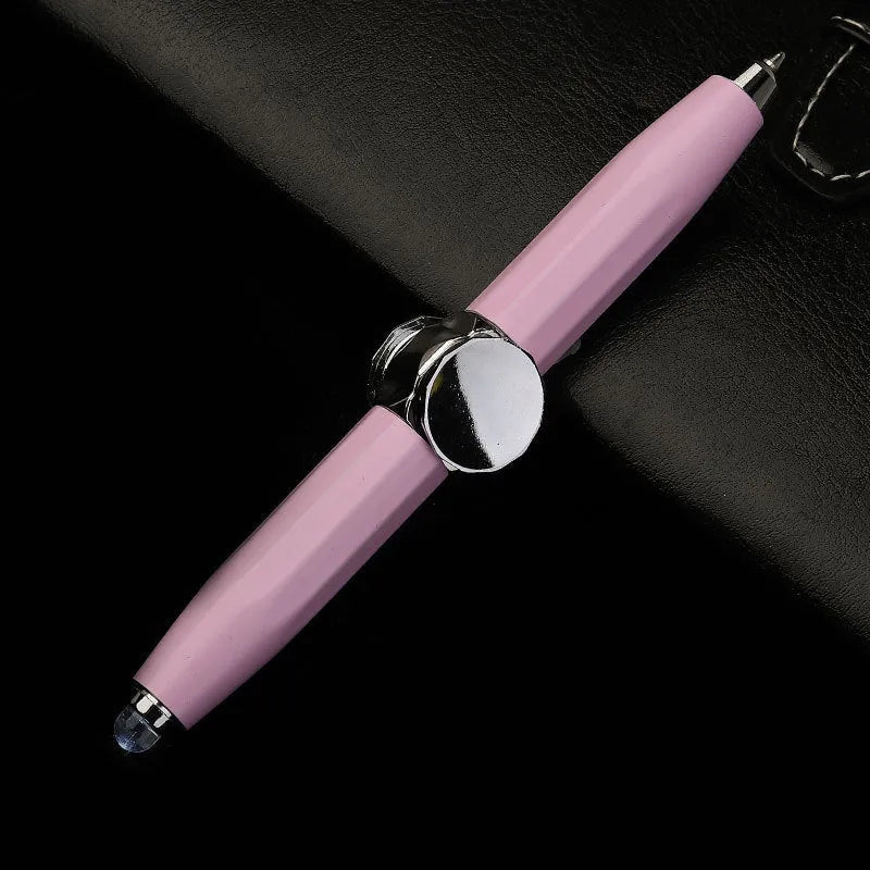 10.5cm metal LED pen spinning decompression gyro ballpoint pen with 12 ink colour options