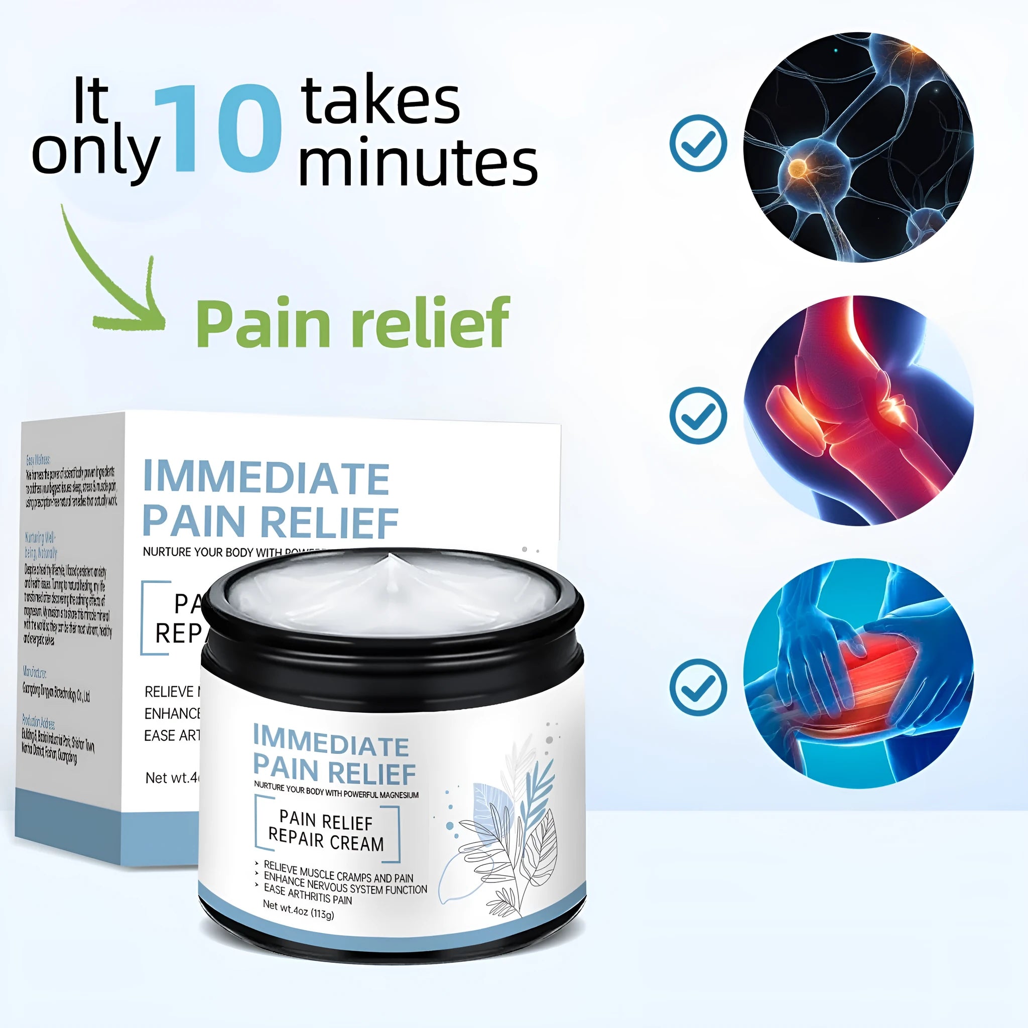 Magnesium neck cream 30g jar for joint and muscle relief personal care