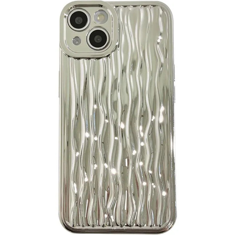 Silicone water ripple phone case glossy back cover for iPhone models in five colours