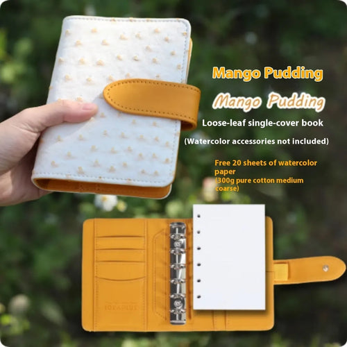 A7 loose-leaf watercolour notebook in five colour options showing removable sheets