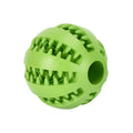 Green rubber watermelon ball dog chew toy 6cm diameter on white background
