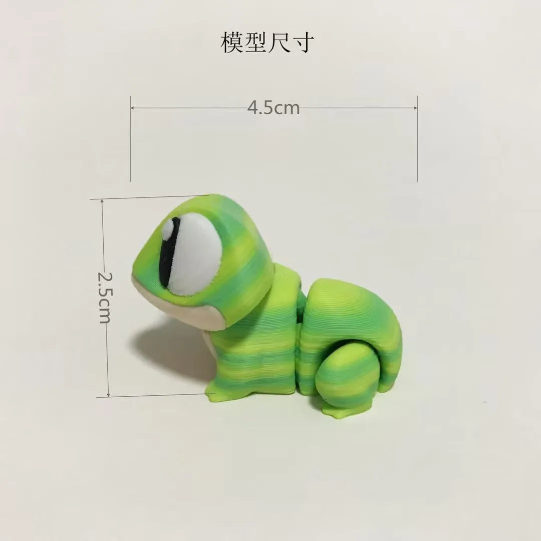 Keroppi small animal decoration model in green PLA plastic, compact figurine for desktop display