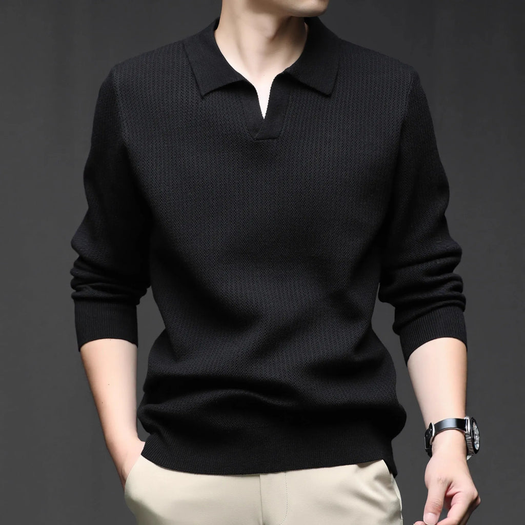 Men's loose pullover sweater in green, black, camel, or brown colours for autumn casual wear