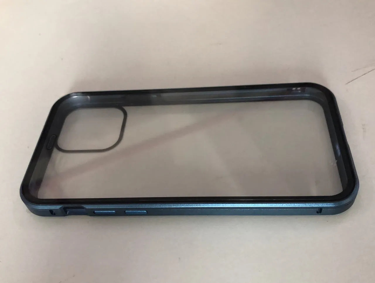 Glass clamshell anti-spy privacy case for iPhone in black, blue, gold, green, red, and silver colour options.