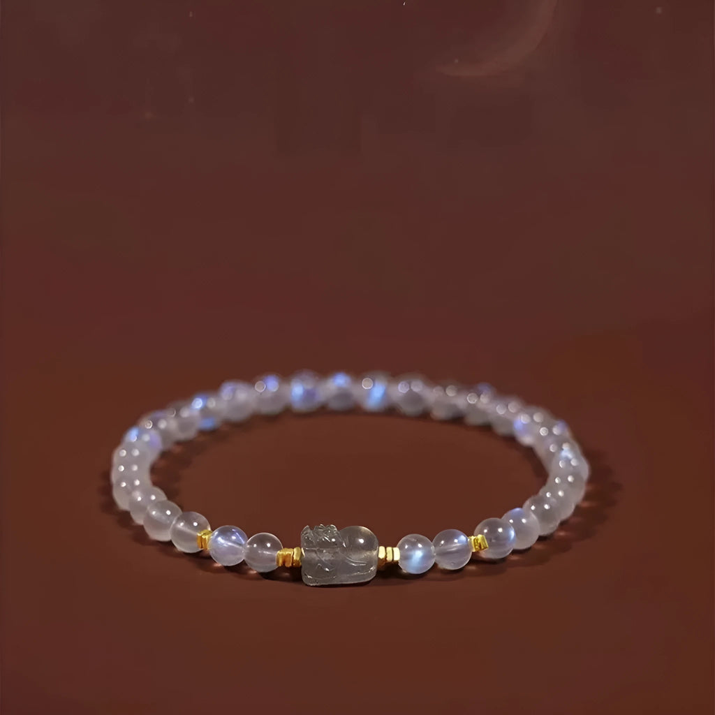 Blue light moonstone women's bracelet with zodiac animal design in national style