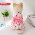 Ultra-thin floral butterfly knot princess dress for a dog or cat in summer, shown with a blue bow.
