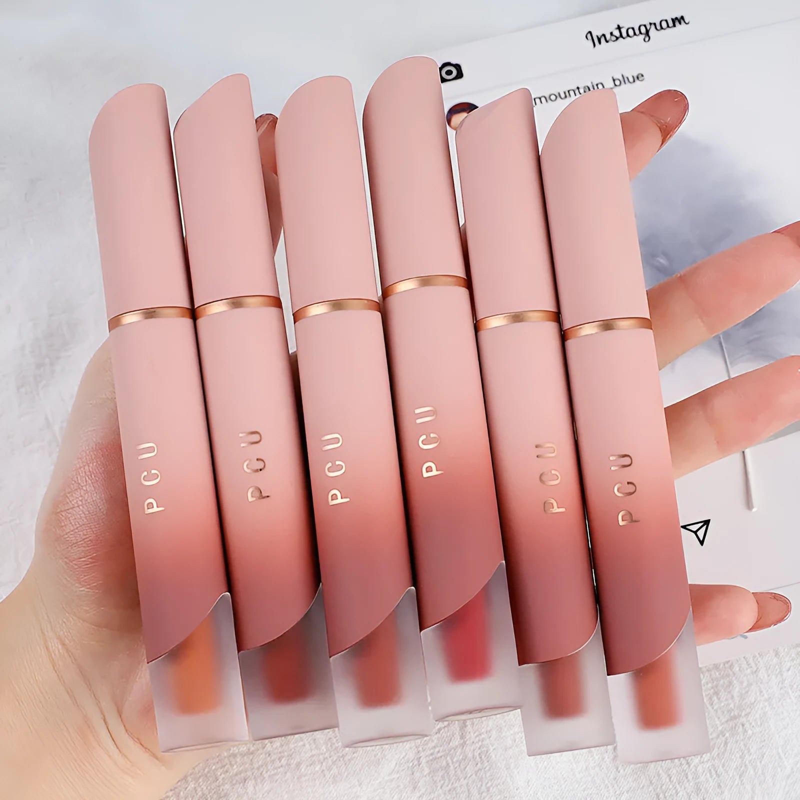 Lip And Cheek Blush in White Peach Cheese shade with velvet matte finish