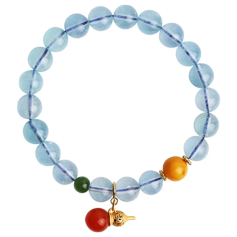 8mm iced aquamarine geometric bracelet for women with ethnic retro styling elements