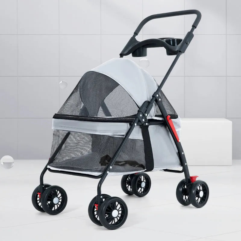 Outdoor lightweight foldable trolley with metal frame, available in four colours for camping and garden use